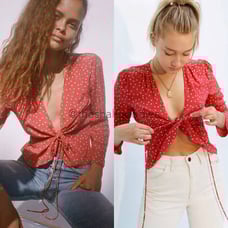 REALISATION Bianca Top Red White Star Silk Blouse