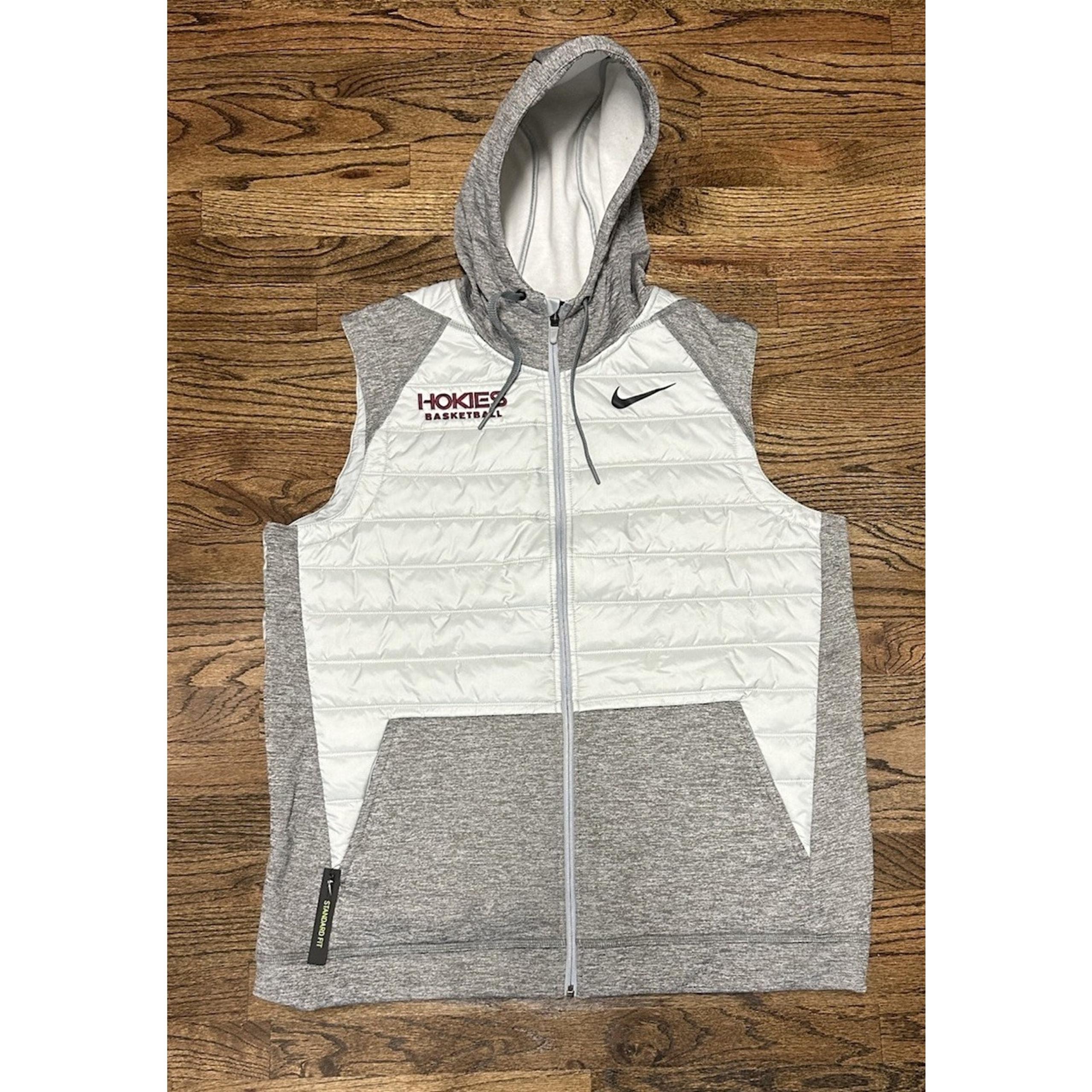 Nike Therma Full Zip Winterized Grey Virginia Tech Hokies Vest Men's Size XL