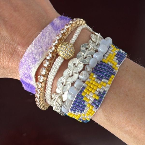 Victoria Emerson Boho Cuff Bracelet Purple Multi-Strand
