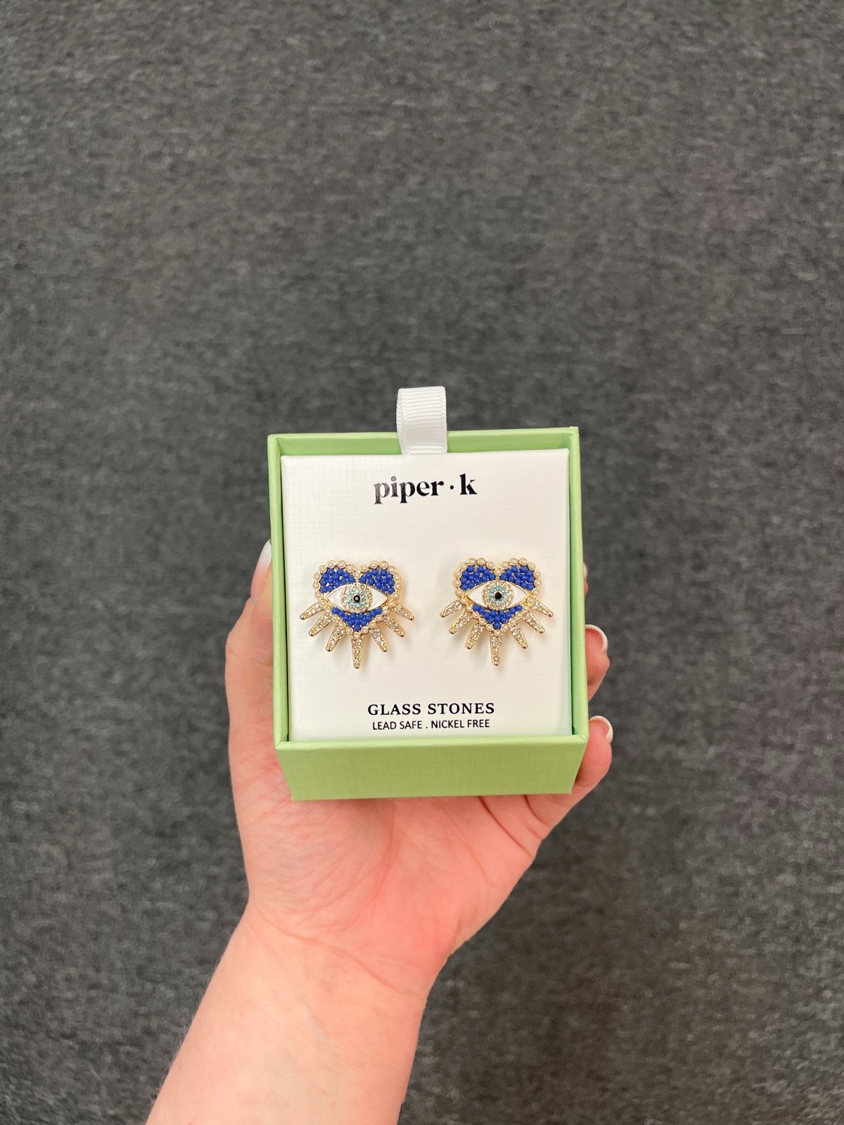Blue Heart Evil Eye Earrings- Glass Stones