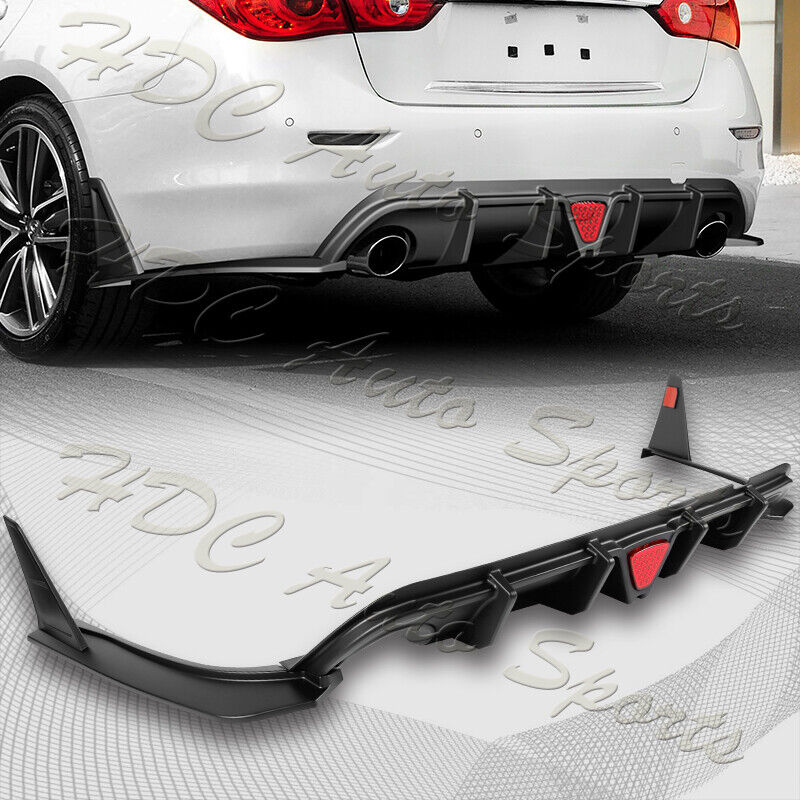 For 2014-2017 Infiniti Q50 Rear Bumper Diffuser Spoiler Lip W / LED Brake Light
