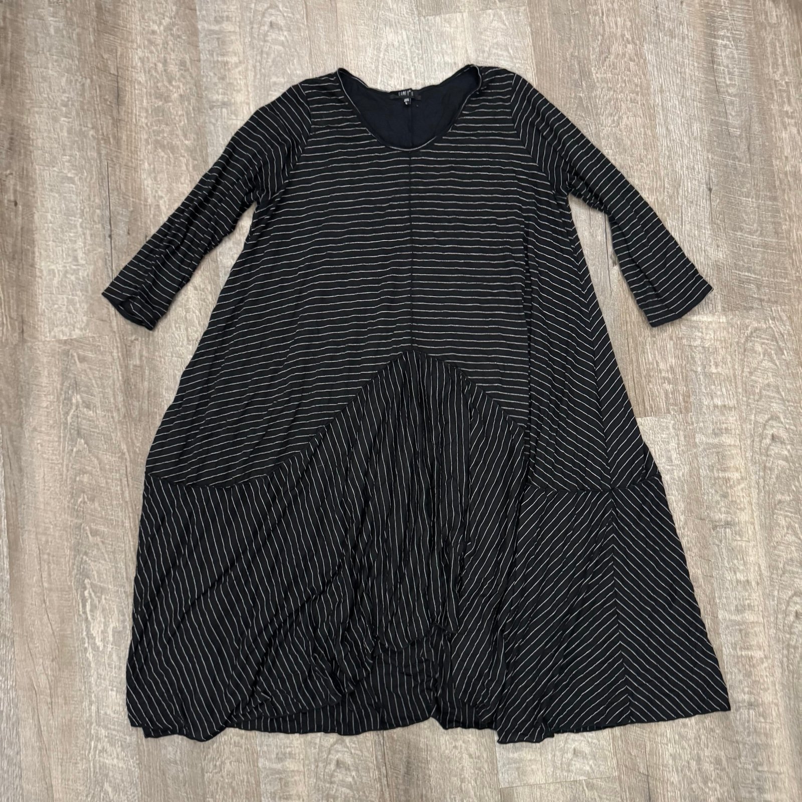 Comfy USA Oversized Black Striped Dress Soft Sz L/XL