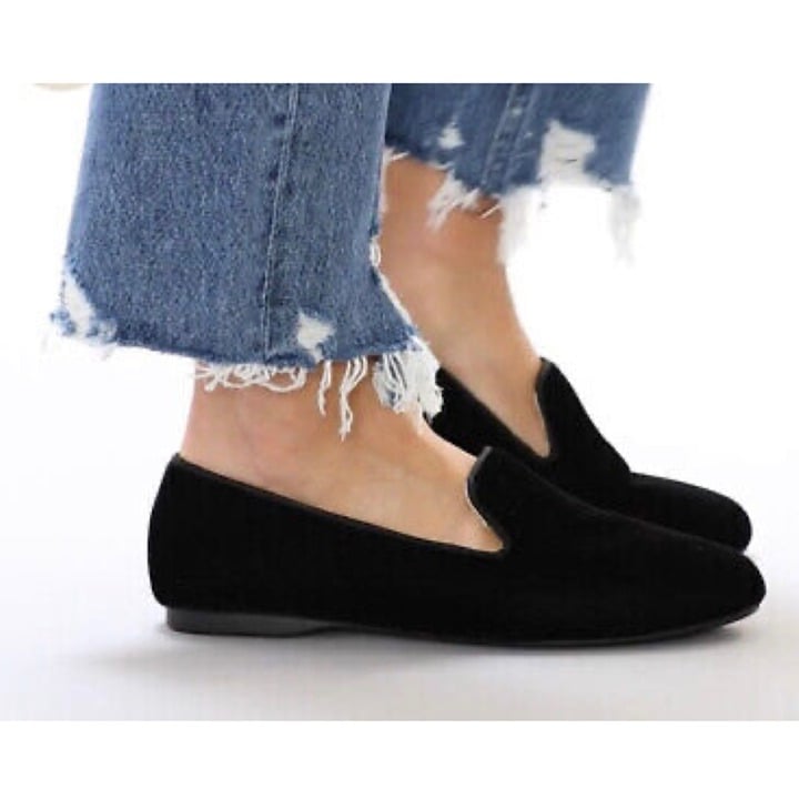 Birdies WIDE The Starling Slip On Smoking Loafer Comfort Flats Black Velvet 12