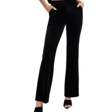 Good American Black Velvet High Waist Flared Women's Pants 1