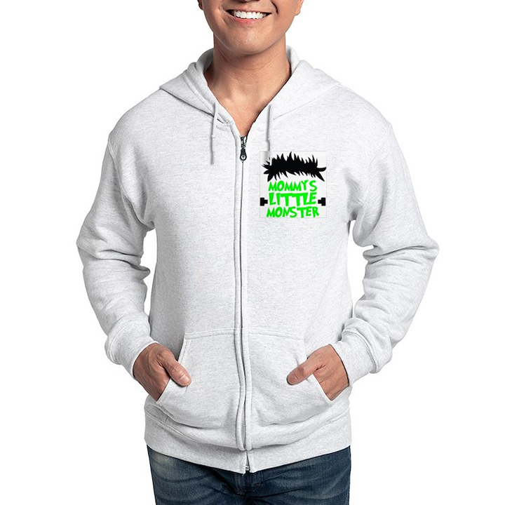 Mommy's Little Monster Men's Crewneck Men's Zip-Up Hoodie