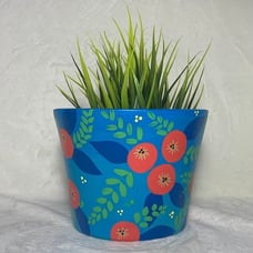 Hand painted Planter “Red Berry Blues”
