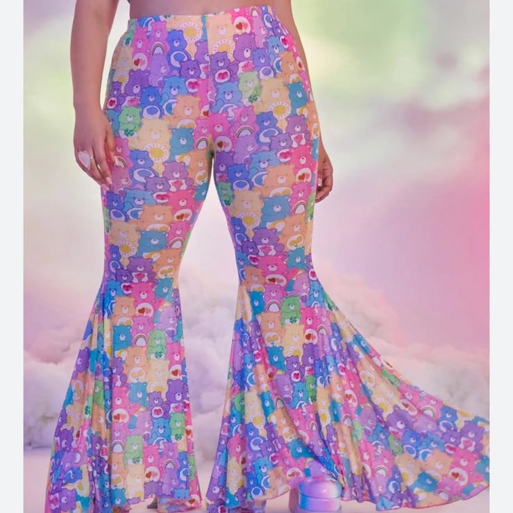 Dolls Kills Divine Dream Chaser Mesh Super Flares Pink Care bear Print size Sm