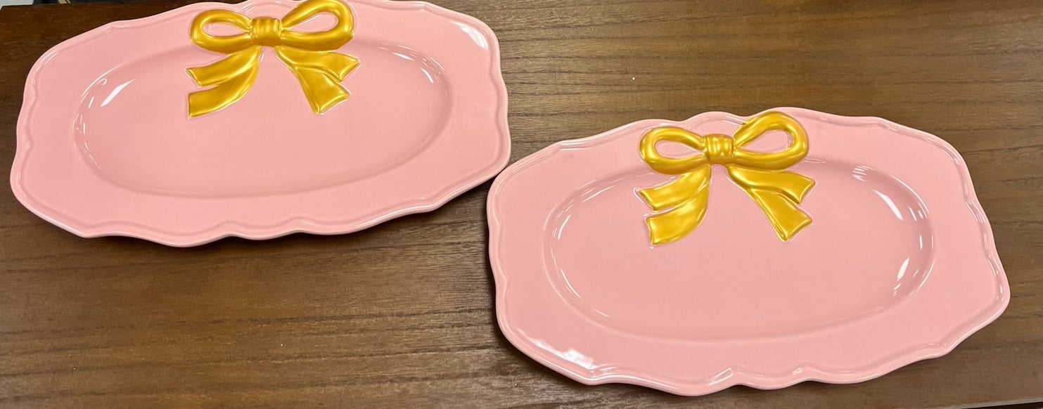 Pink bow tray/platter (2)