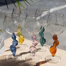 Set of 4 glass Cactus Wine Glass