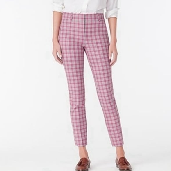 J.CREW Cameron Pink Plaid Slim Crop Pant