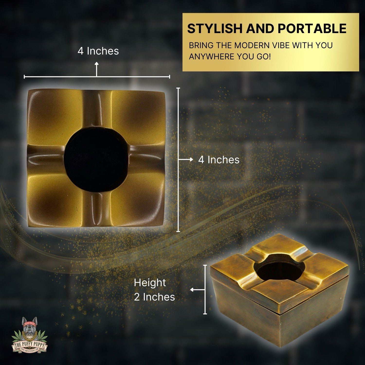 The Atlas Solid Brass Ashtray