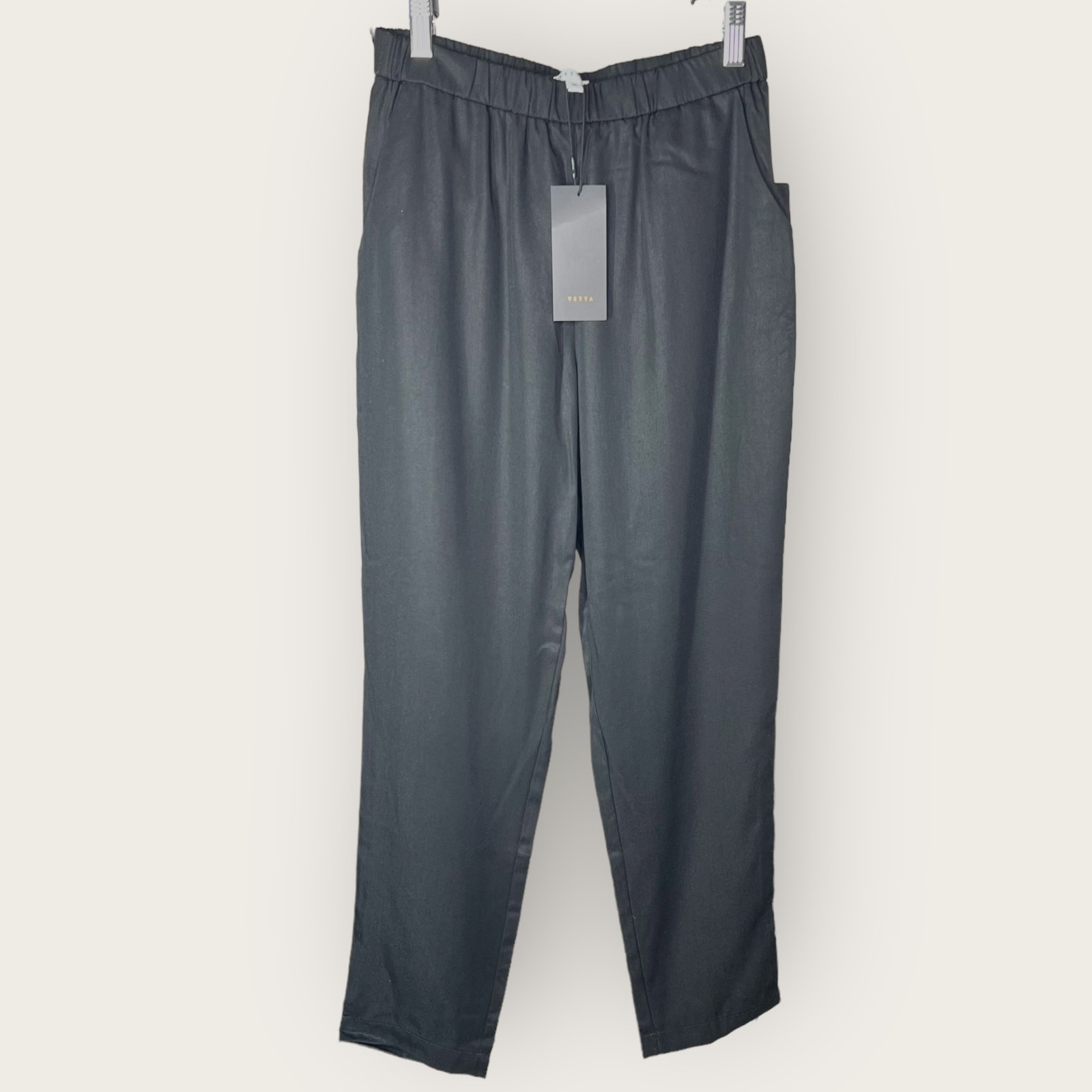 Vetta Linen Tapered Pants | Extra Small XS | Black Tencel Linen Minimalist Work