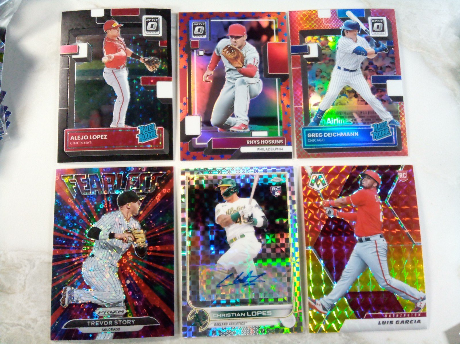 Serial Numbered MLB Refractor Card Lot of 6 Panini/topps