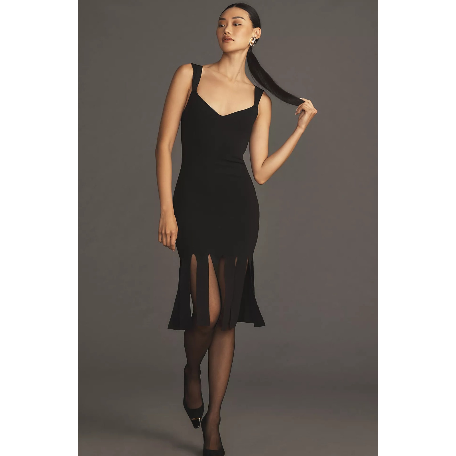 NWT Anthropologie Slit Black Sweater Dress - Large