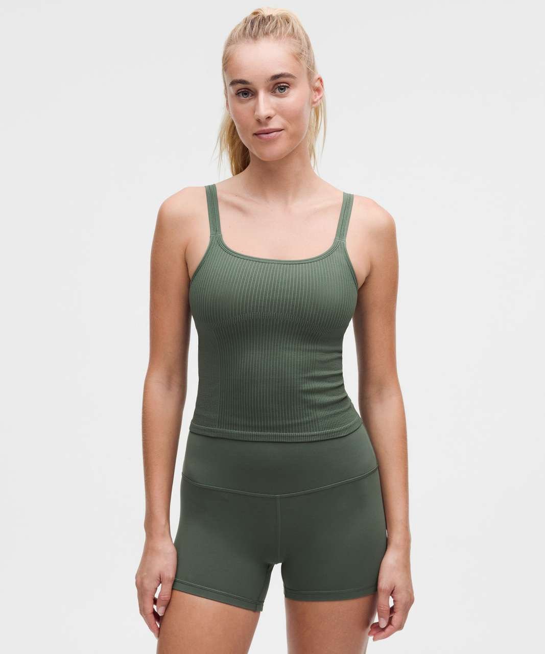 Lululemon Ebb to Street Scoop Neck Cropped Tank Top size 4 Dark Forest DKFR
