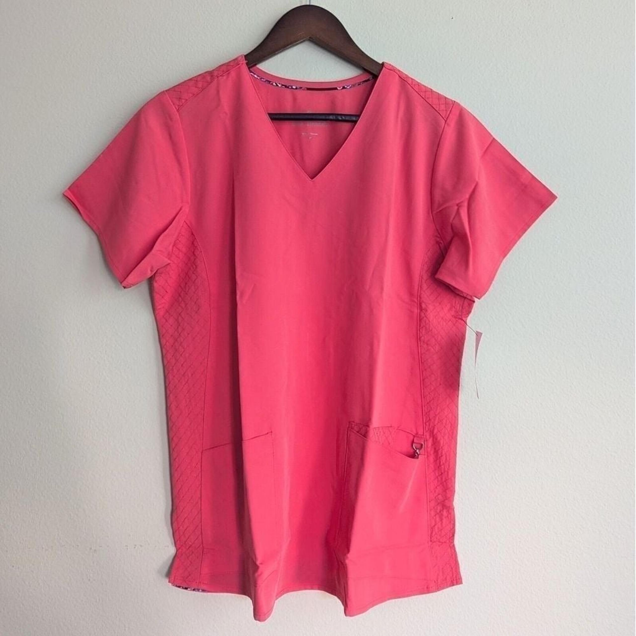 New Vera Bradley Medical Nurse Doctor Uniform Scrub Top V-Neck Fuscia Medium