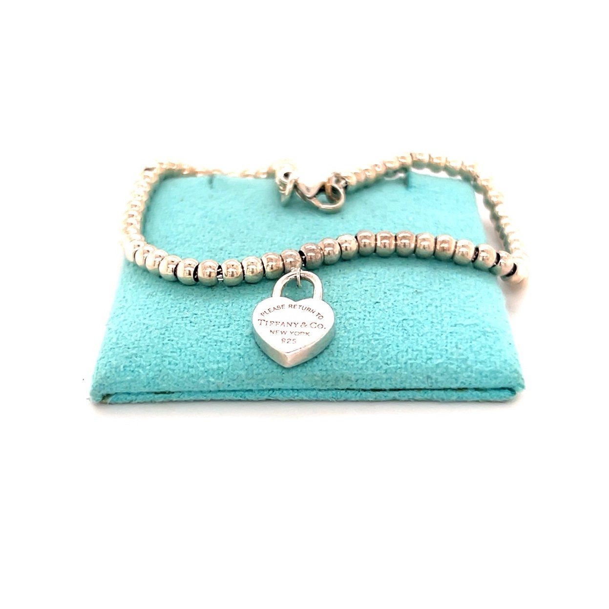 T&Co. 925 Mini Heart Padlock Beaded Bracelet