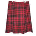 Vintage Wool Plaid Pleated Wrap Skirt XL Midi Fringe Edge Red Green Christmas