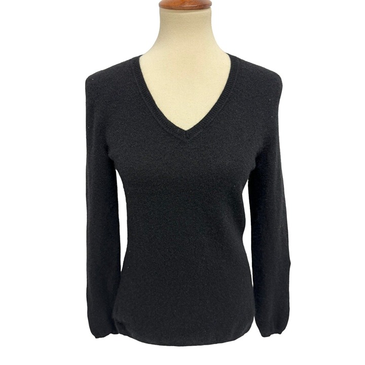 Cashmere By Charter Club Women's Black 2-Ply Cashmere V-Neck Sweater Size M