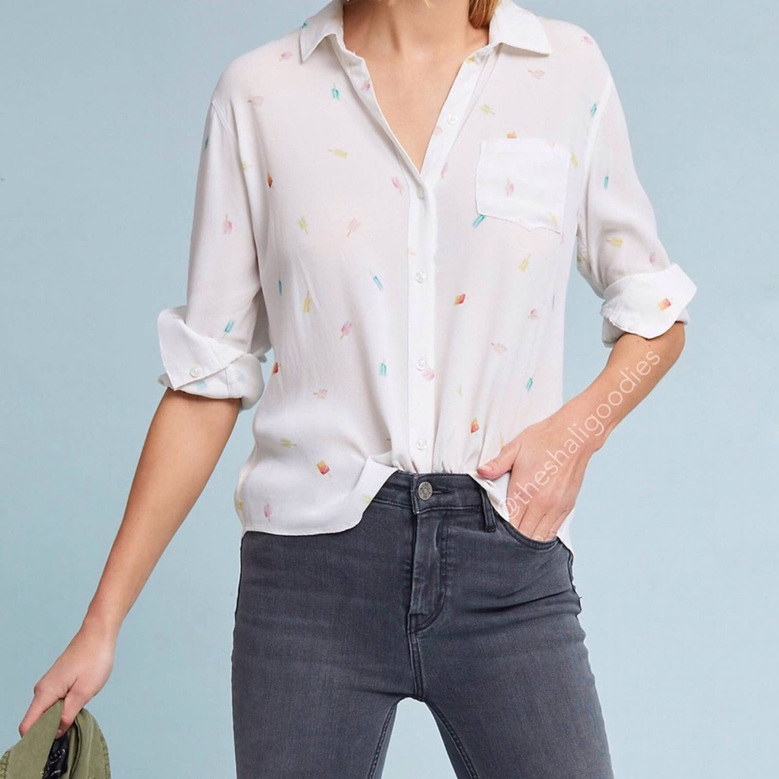 RAILS Summertime Button Down Shirt Popsicle Top Blouse