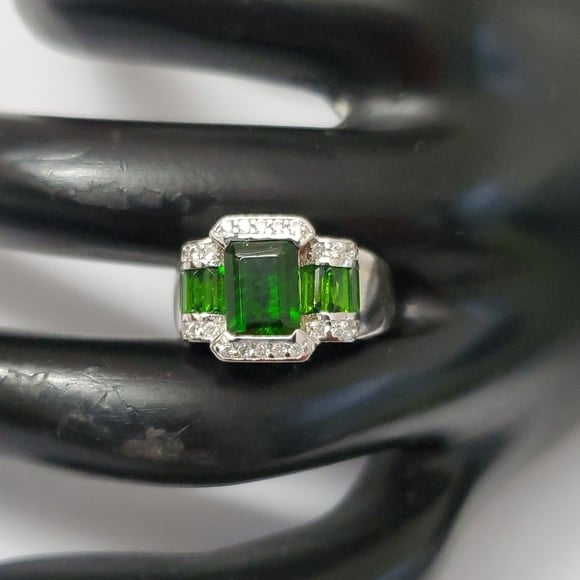 Sterling Silver 925 Emerald Diopside Ring