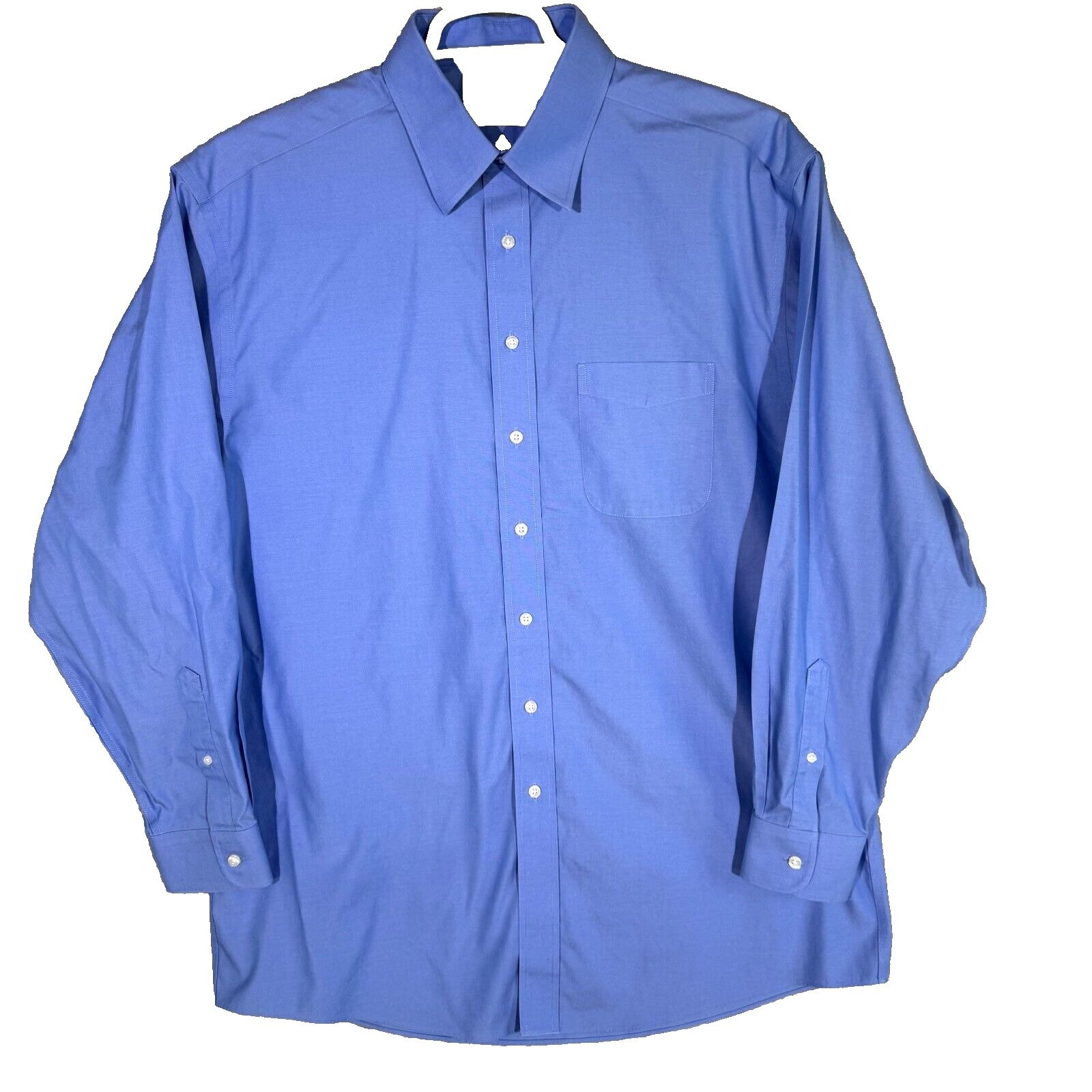 Gold Label Men Dress Shirt 16.5-35 Blue 100% Cotton Pinpoint Career Formal M1258