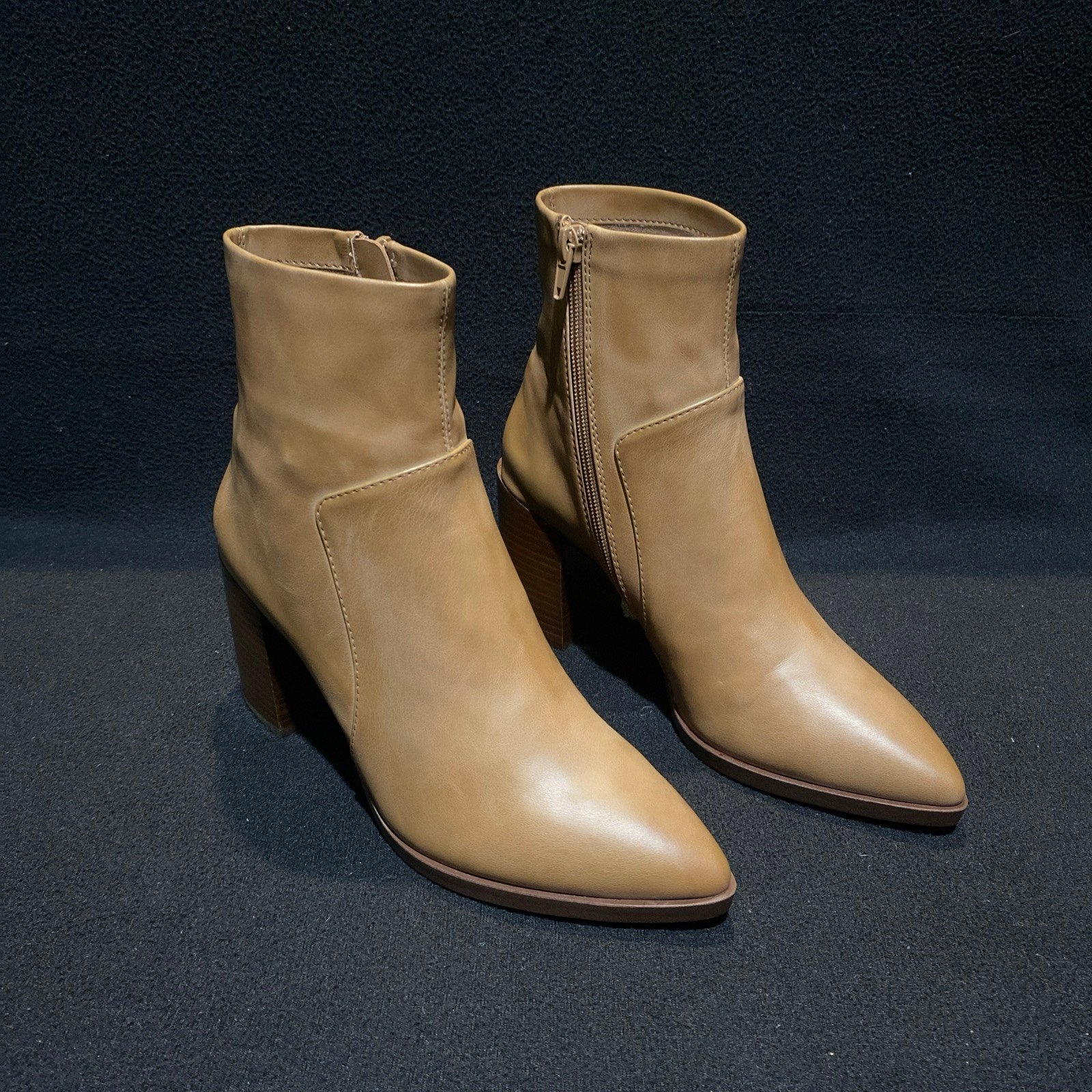 *REAL LEATHER* Jeffrey Campbell Women Leather Platform Tan Ankle Boots Size 7 W