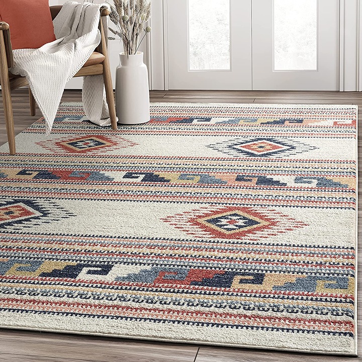 NEW Multicolor Southwestern Design Area Rug - Non-Shed 7'9 x 10'2