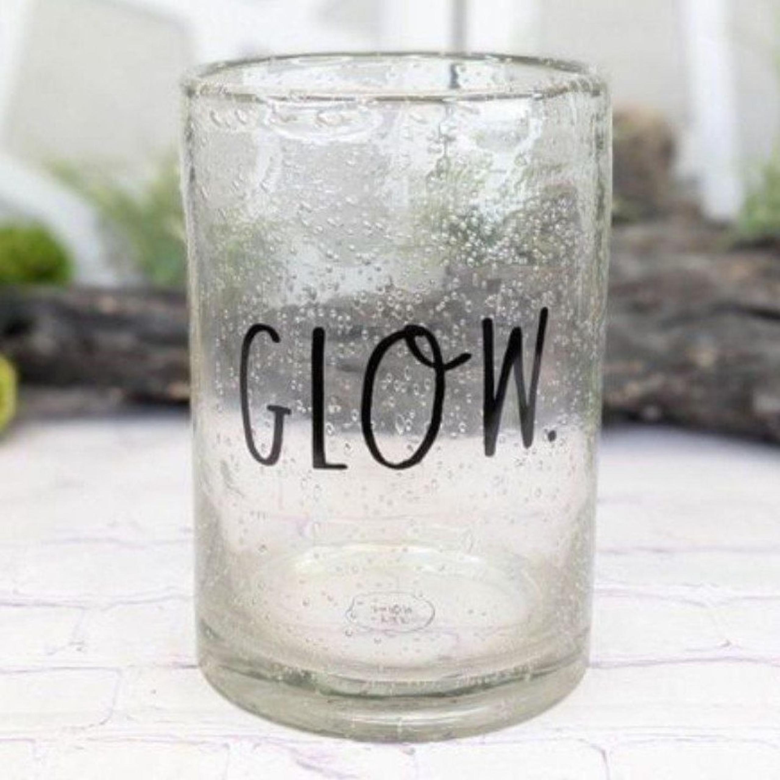 Rae Dunn GLOW Seeded Glass Hurricane Candle Holder / Vase