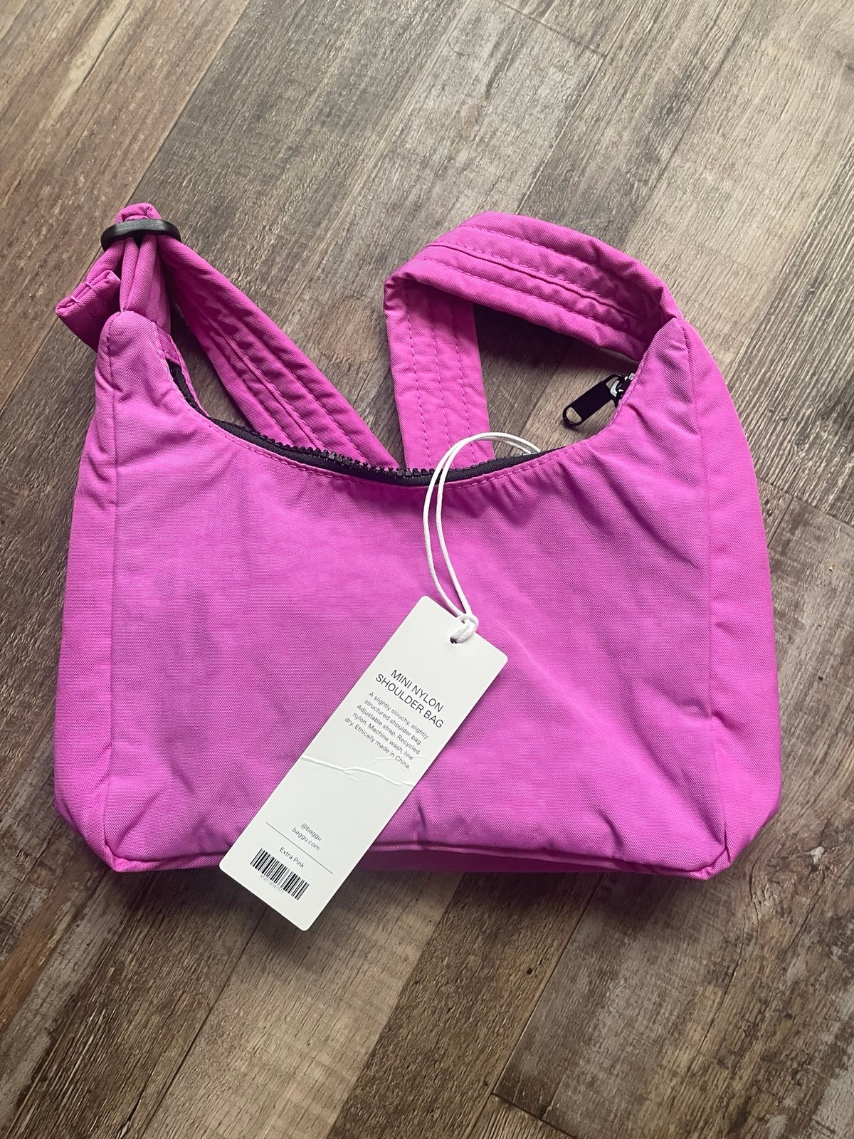 NWT BAGGU Mini Nylon Shoulder Bag extra pink