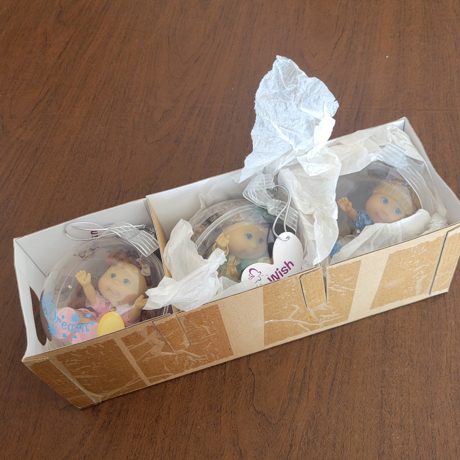 Cabbage Patch Kids Lil Sprouts with Ornaments Set of 3 Wish, Dream, Believe New