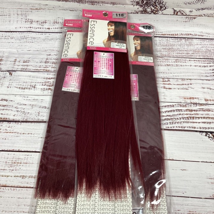 3 Packs Essence #118 Burgundy Yaki Bulk 16” Micro Braiding Blend Hair