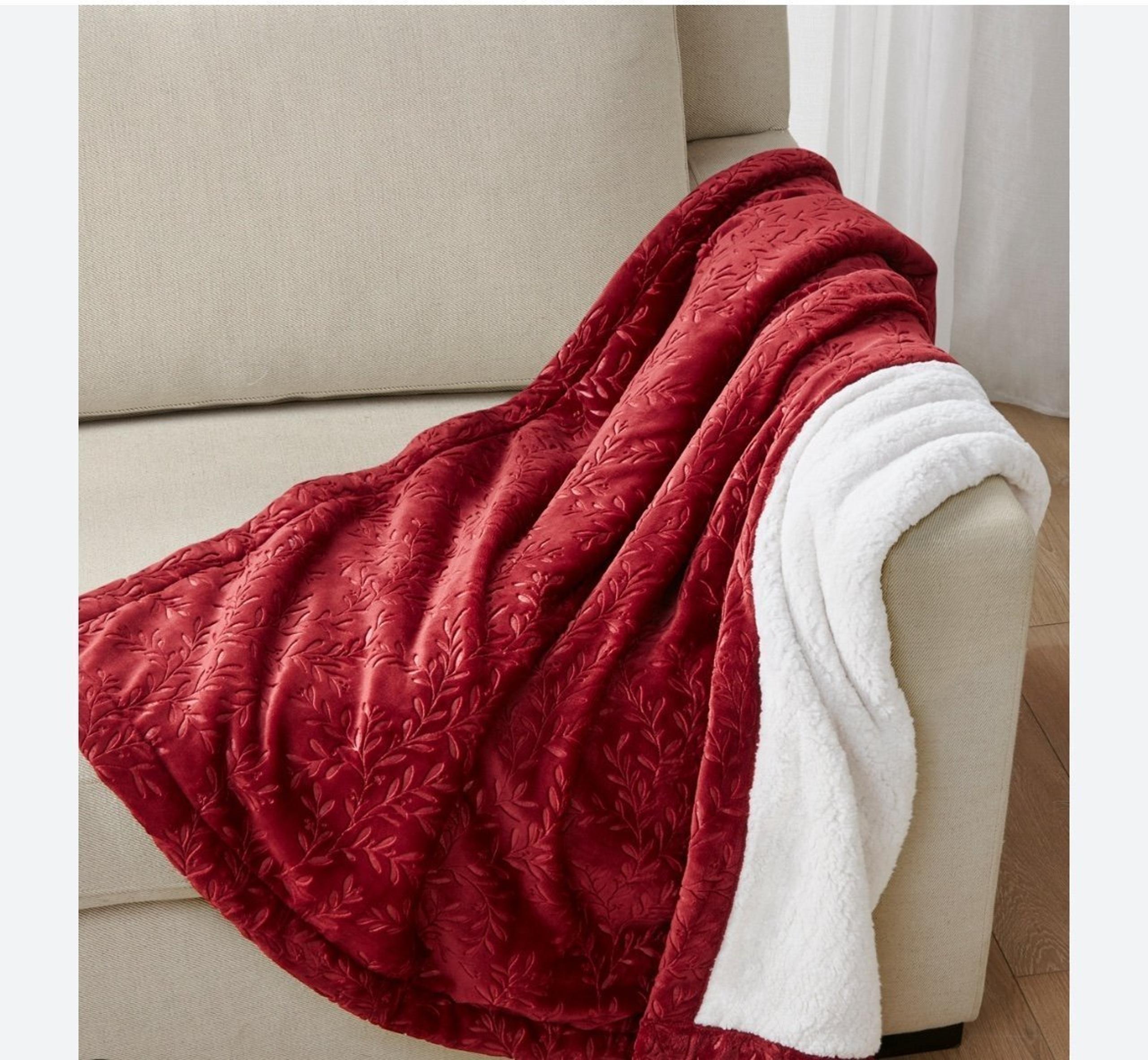 Charter Club Embossed Plush Reversible Sherpa Throw, 50" x 60"