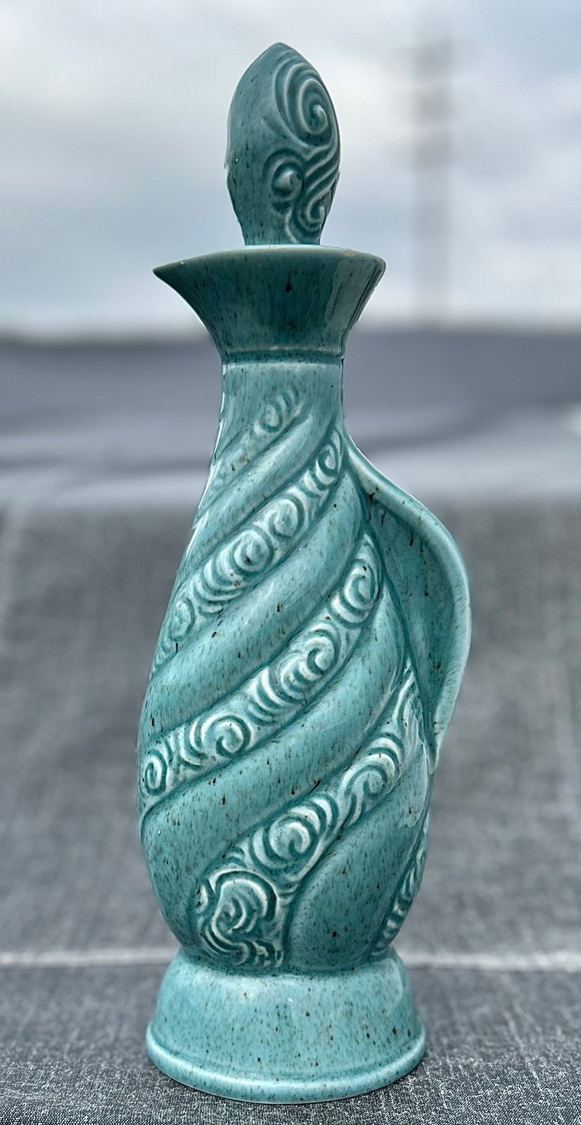 c. 1966 Vtg JIM BEAM Glazed Ceramic Cork Topped Limited Edition Bourbon Decanter