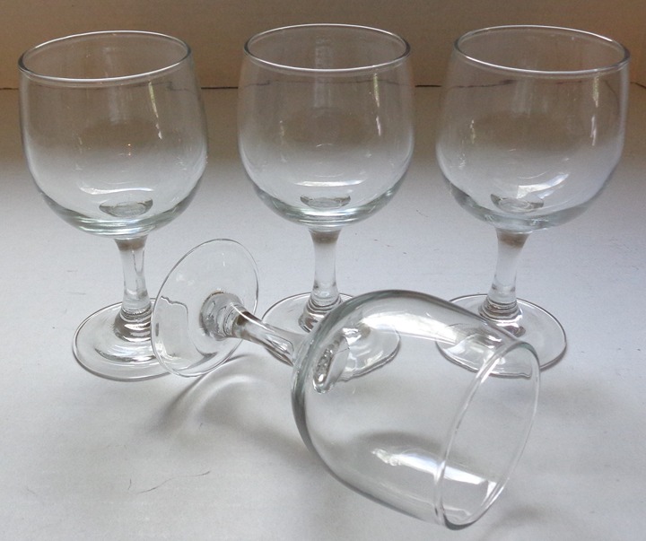 Vintage Glass Water Wine Stem Goblets 5 3/4 Clear Heavy Glass 8 Oz Set of 4