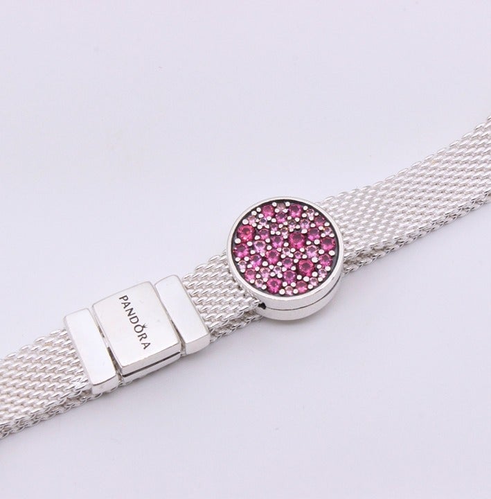 New PANDORA Reflexions Pink Pave Circle Clip Charm
