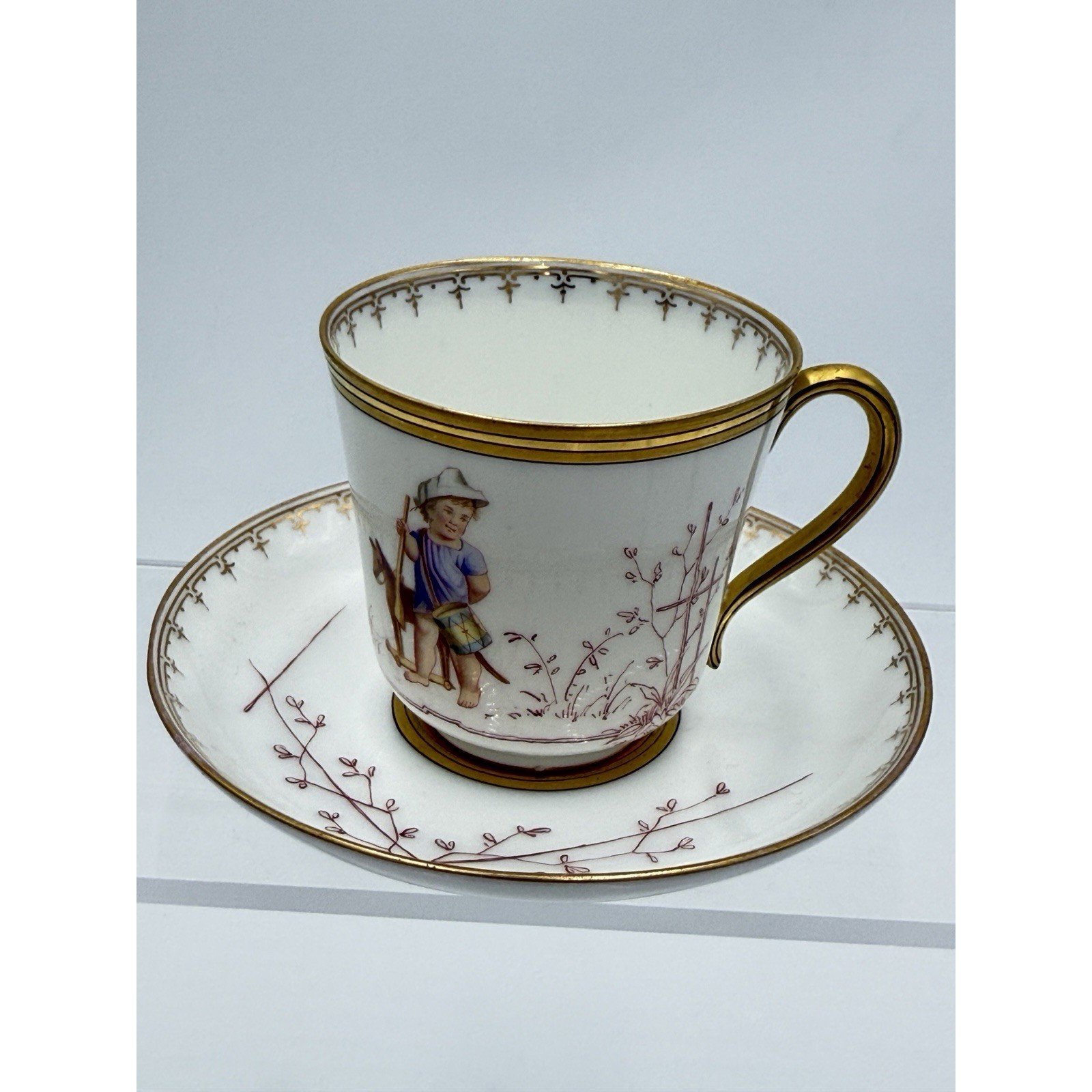 Antique Sevres porcelain litron cup and saucer 18th century Painted # 162