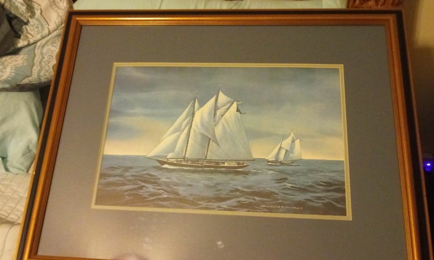 Donald Allen Mosher Sailboat Signed Pain