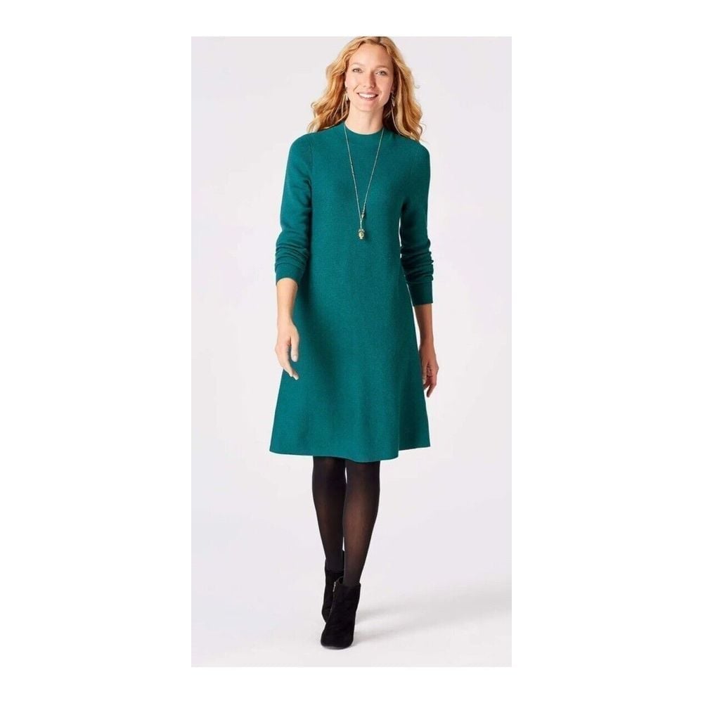 J. Jill Womens Sweater Dress Mock Neck Teal Size Medium