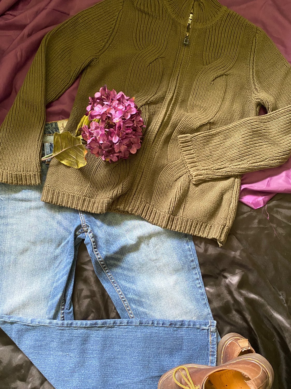 Olive green Tommy Hilfiger zip up sweate