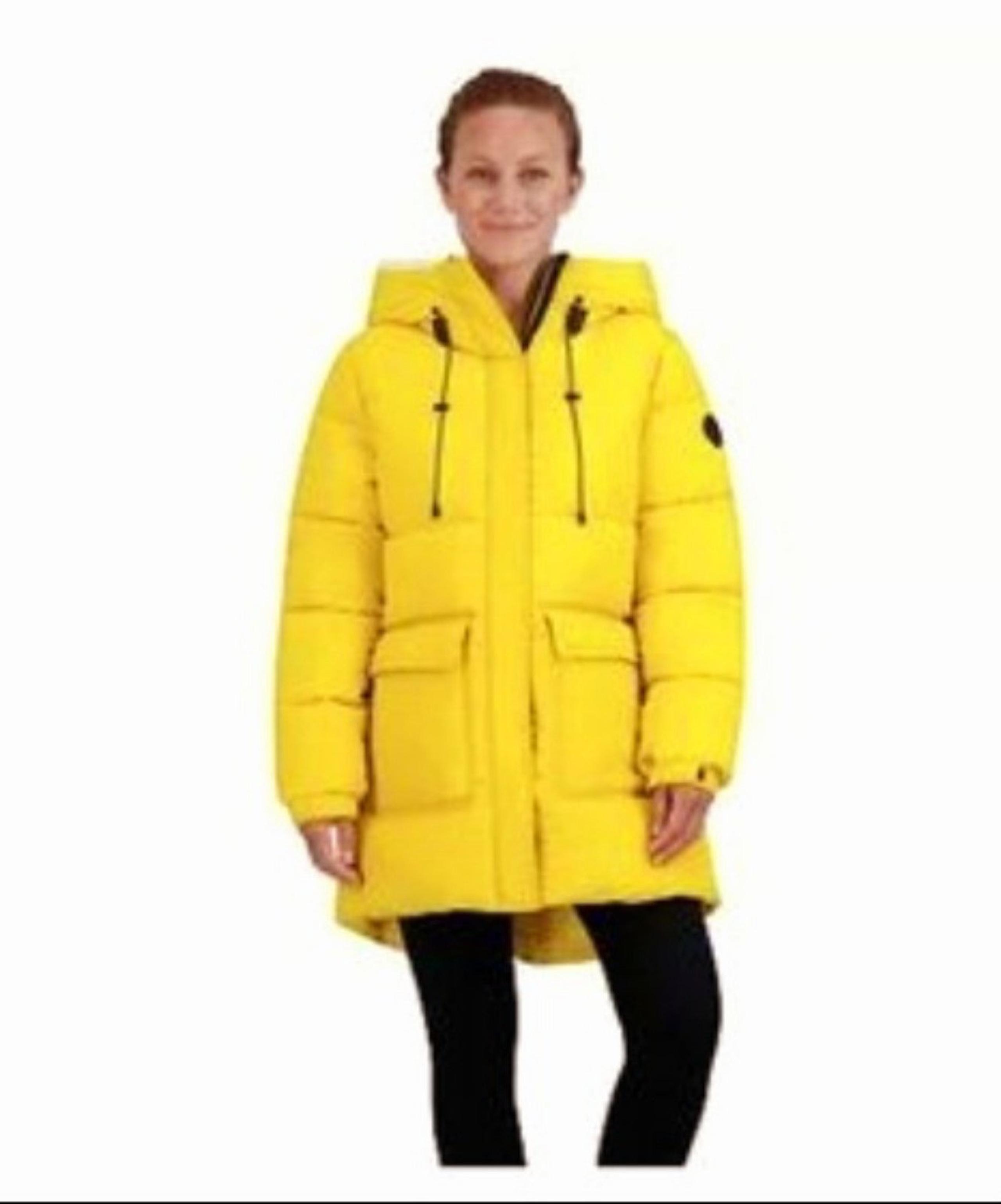 Madden Girl Long Puffer Jacket Coat Sherpa Hooded Size XLarge Color Yellow NWT