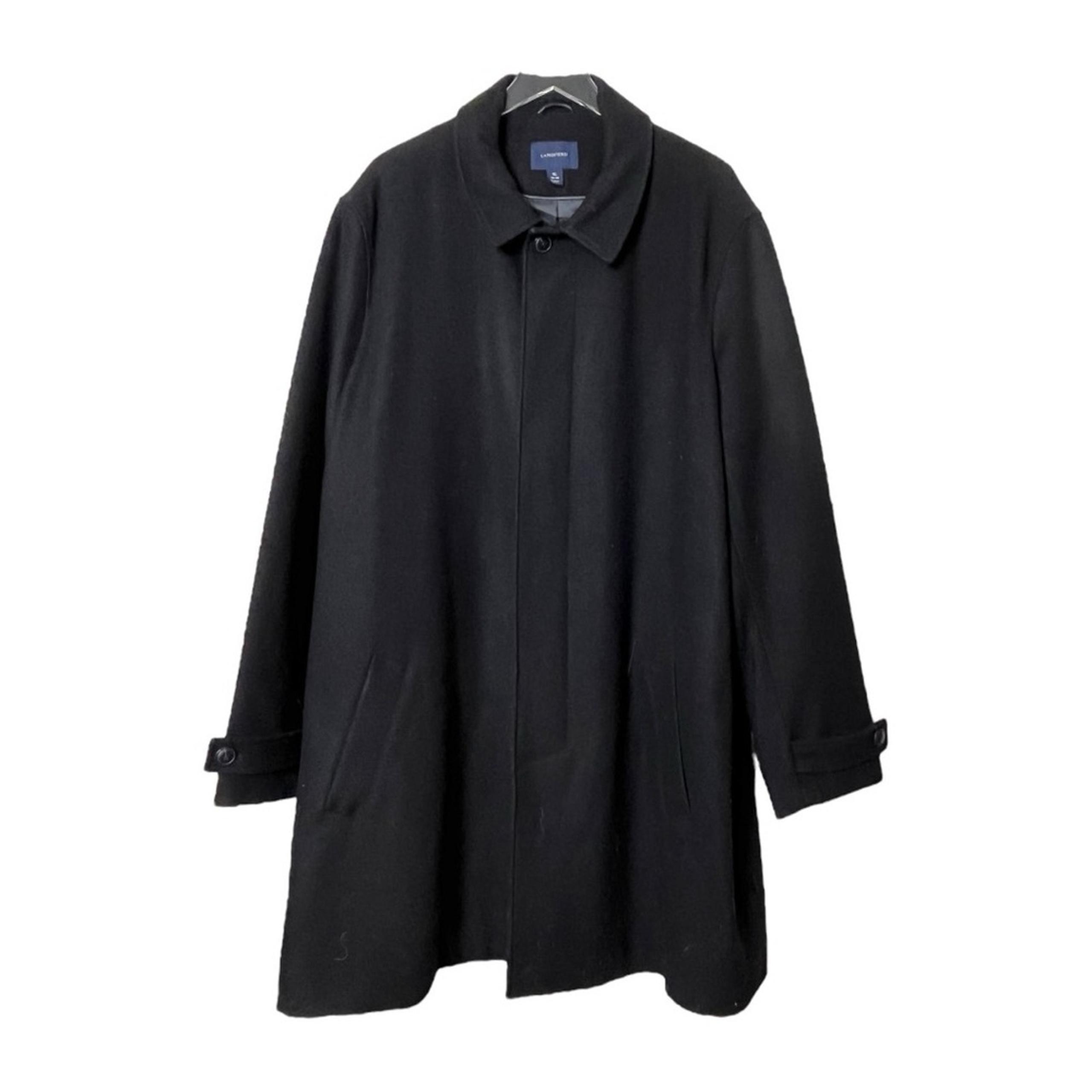 Lands’ End Men’s Winter Coat Overcoat Wool Cashmere Blend Black Size XL 46 - 48