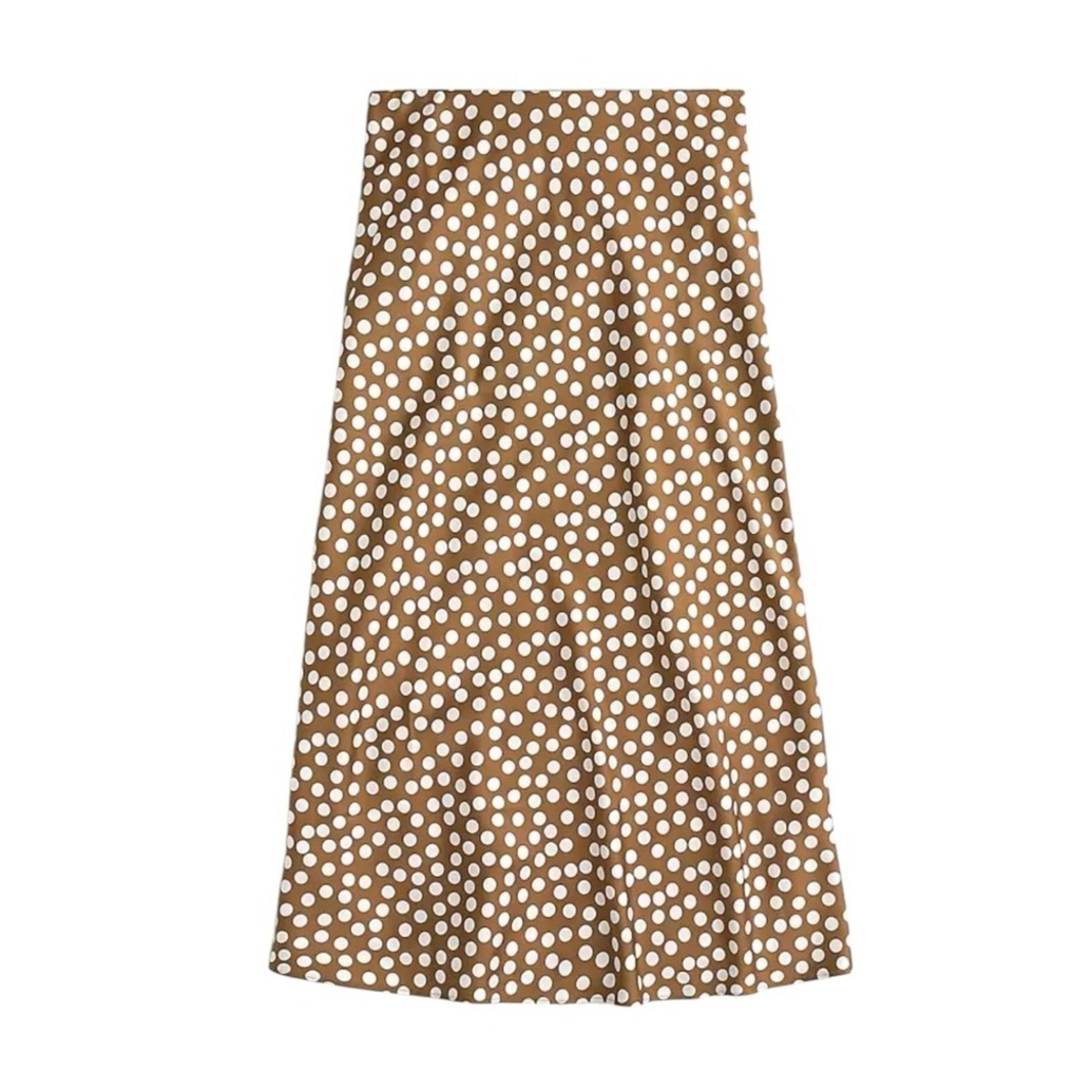 J. Crew Pull On Slip Skirt in Polka Dot Pecan Ivory Size XS