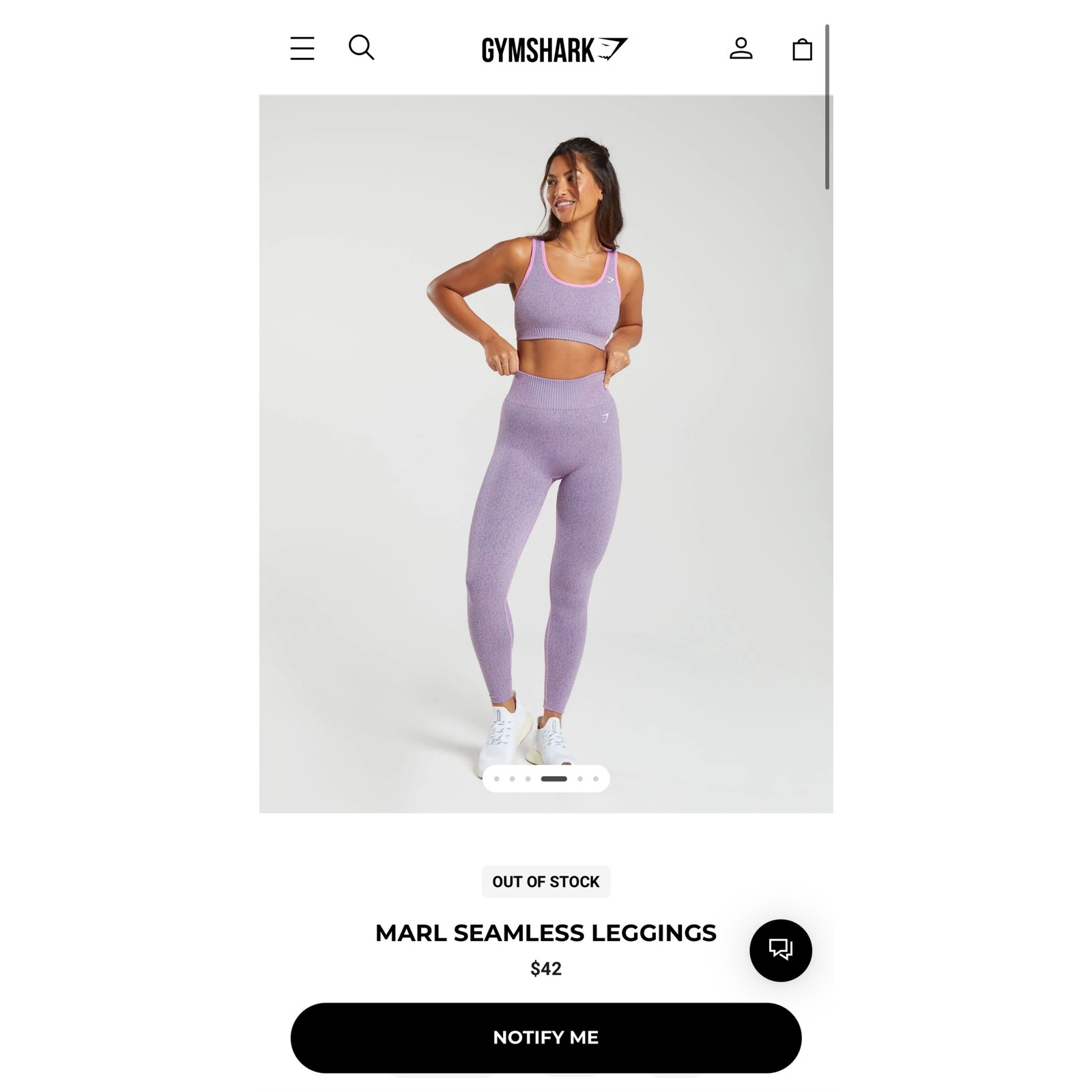 Gymshark Pink Marl Seamless Leggings and Scoop Bra Size S Set
