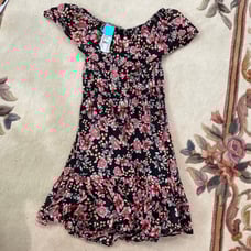 Seafolly Nouveau Floral Off Shoulder Dress in Black