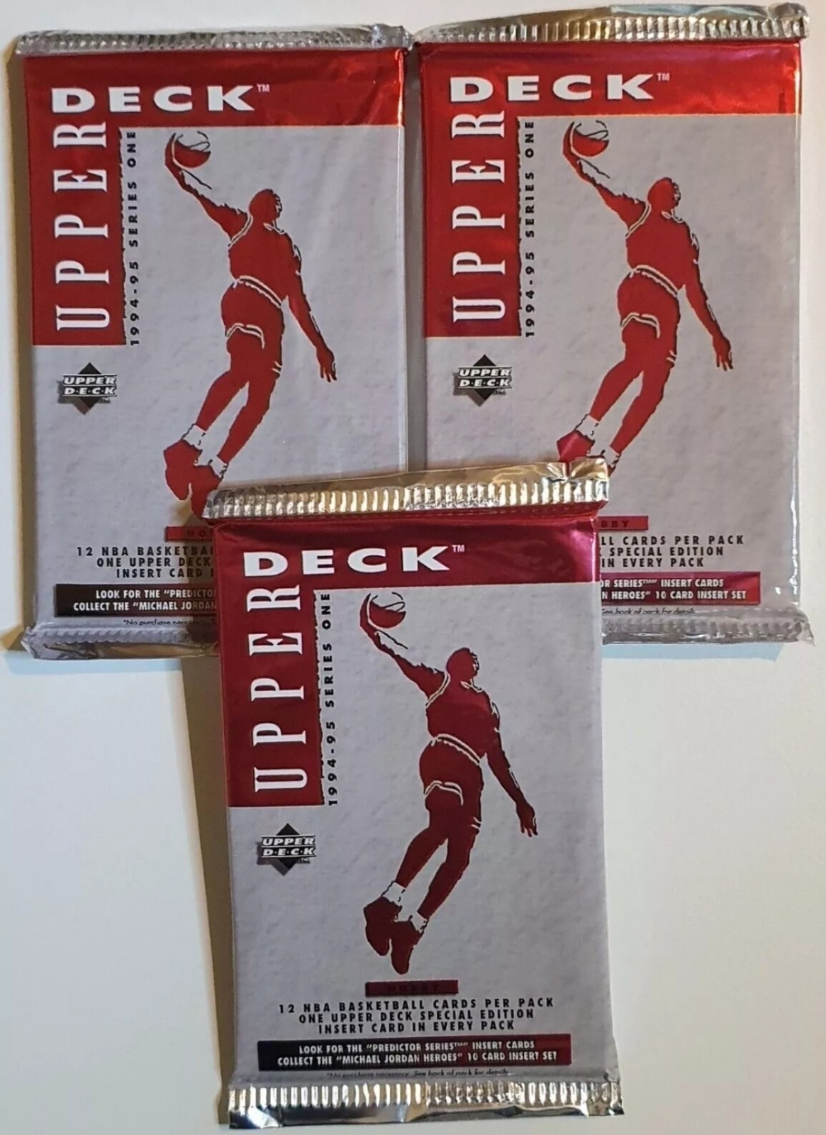 Lot of 3 x Packs of 1994-95 Upper Deck NBA Basketball Hobby Series 1 - Sealed