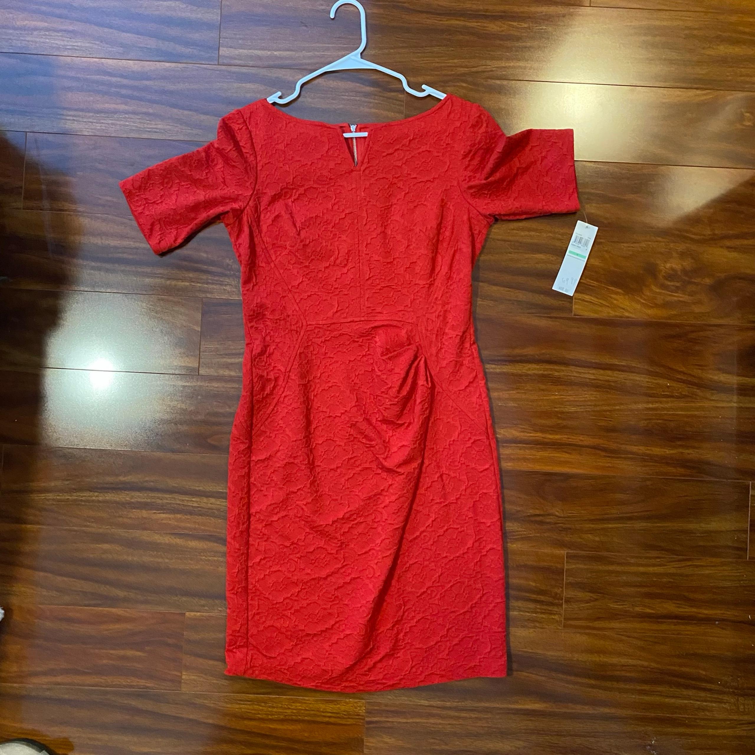 London Times Sheath Midi red Dress size 8 New