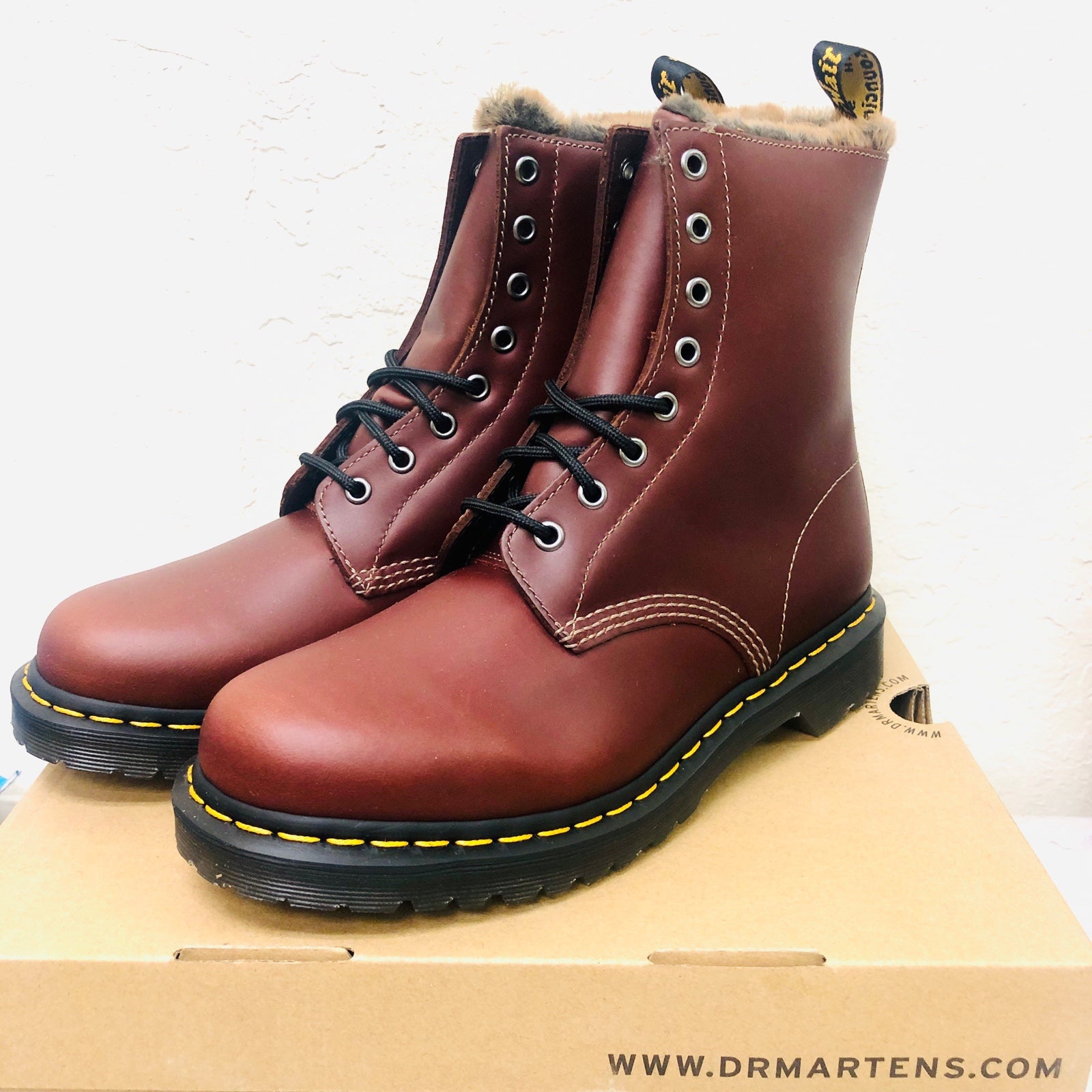 dr martens 1460 Serena Faux Fur Lined Combat Boots