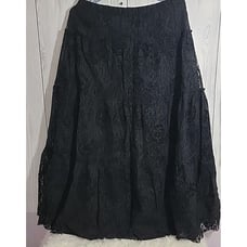 Boho Party Skirt M Tiered Maxi Peasant Festival Gypsy Hippie Black