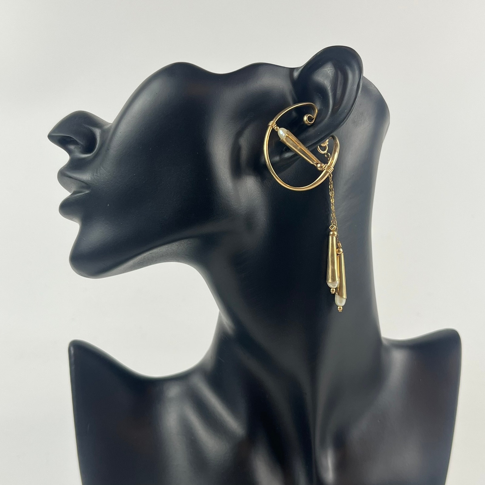Barbara Barnett 14ktGF Gold Ear Cuffs SET Vtg Hookers OOAK USA Made Earring